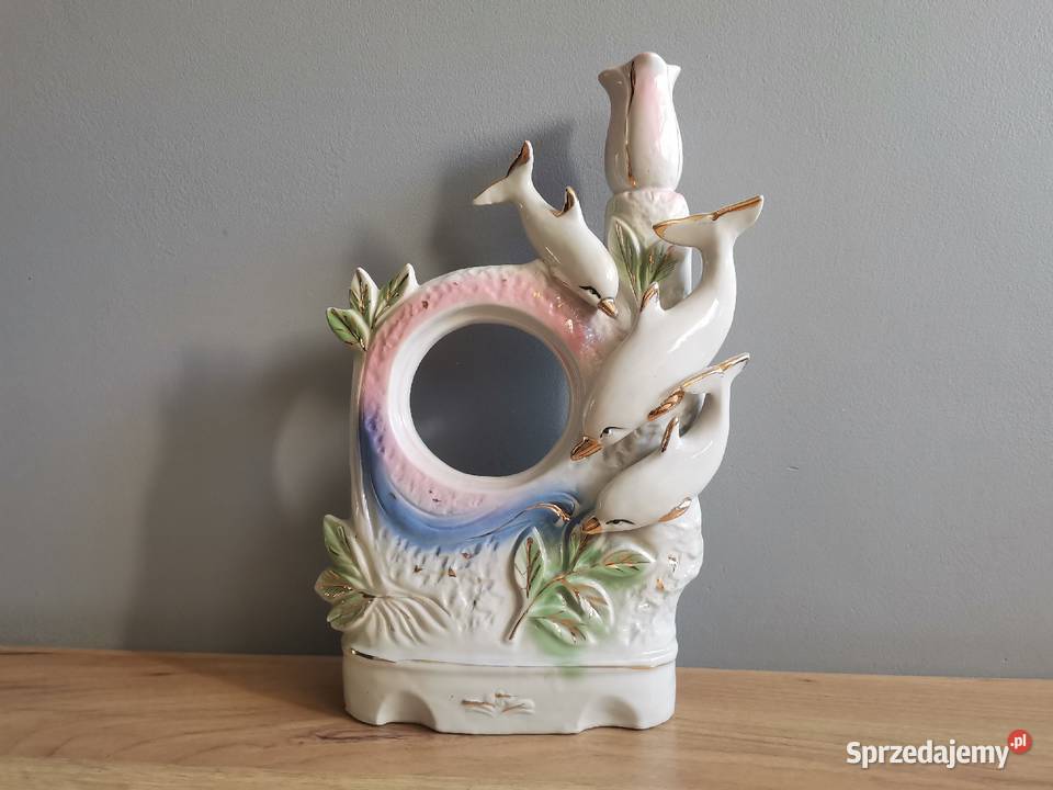 Stara porcelanowa oprawka obudowa zegara Delfiny Katowice