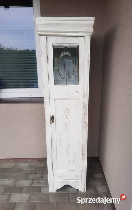 Stary międzywojenny słupek szafka shabby biały Tczew
