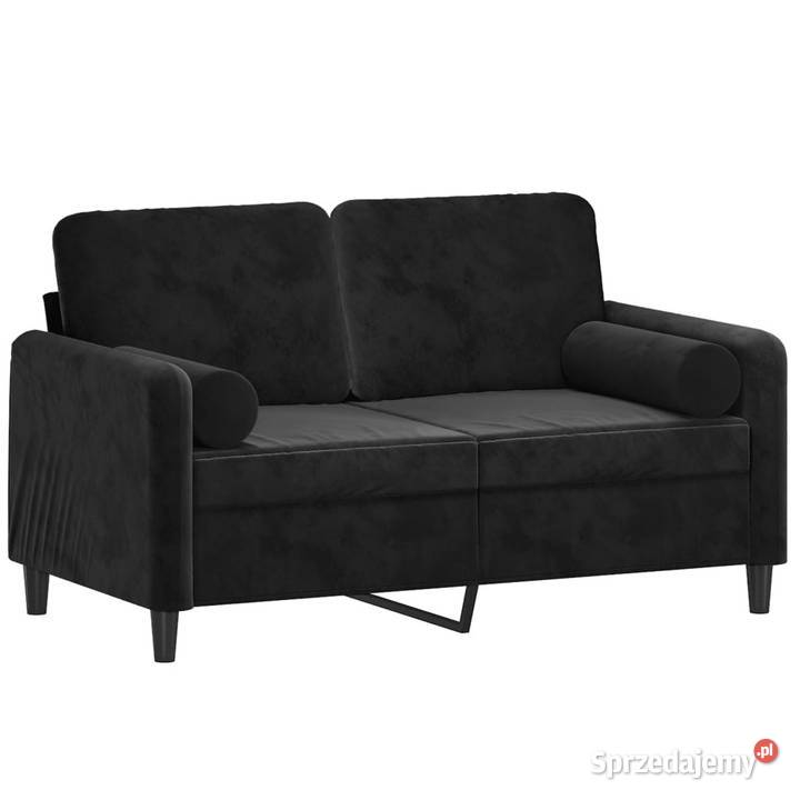 2osobowa sofa z poduszkami czarna 120 aksamit mazowieckie Warszawa
