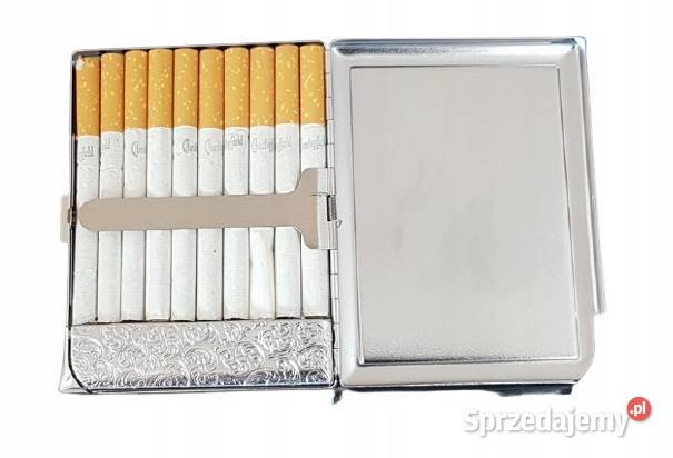 Brązowa Papierośnica Metalowa z Wbudowaną Pozostałe Ostrowy nad Okszą