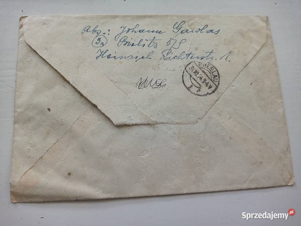 Koperta II WŚ 1944 Mysłowice Wrocław sprzedam
