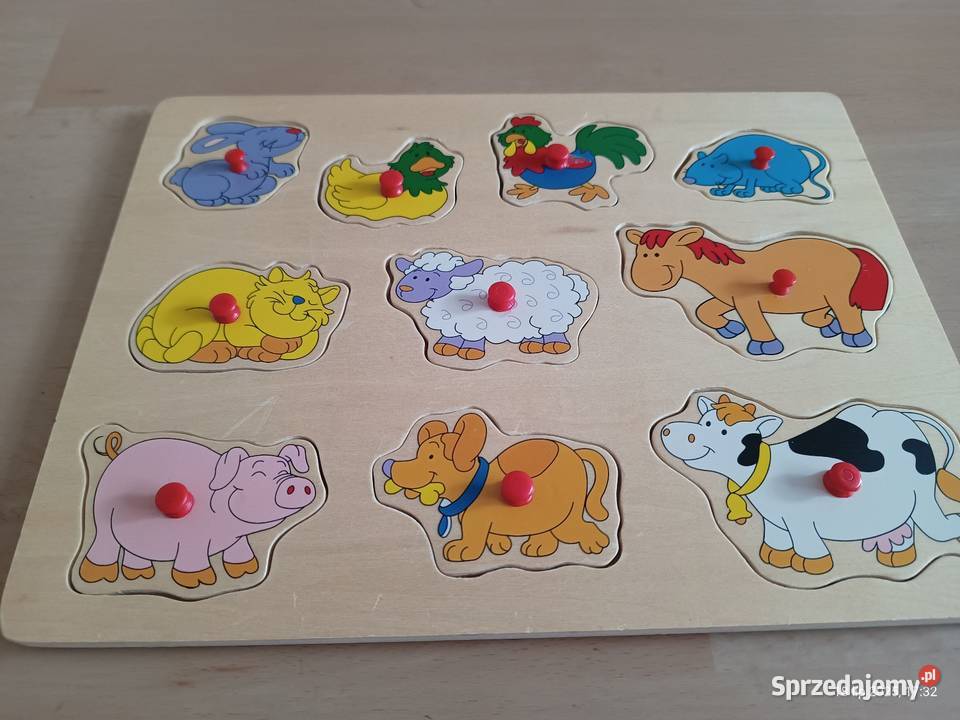 Drewniane puzzle układanki z uchwytami zwierzęta Szczecin