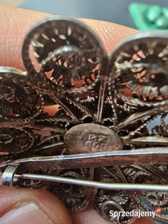 Broszka srebrna filigran