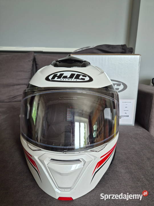 Kask szczękowy HJC i91 Tricus biały czerwony Tarnów