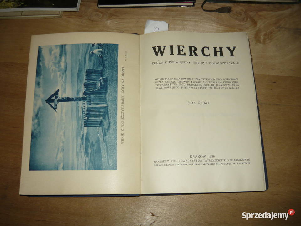Wierchy rocznik ósmy 1930 wydania Nowy Sącz