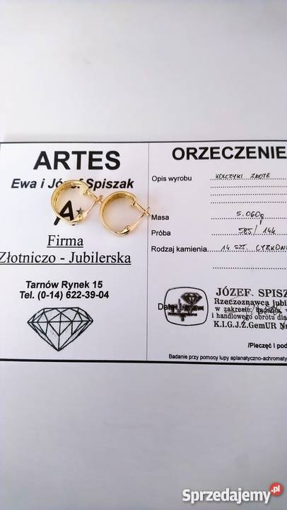 Okazja Sprzedam ładne złote kolczyki złote Tarnów