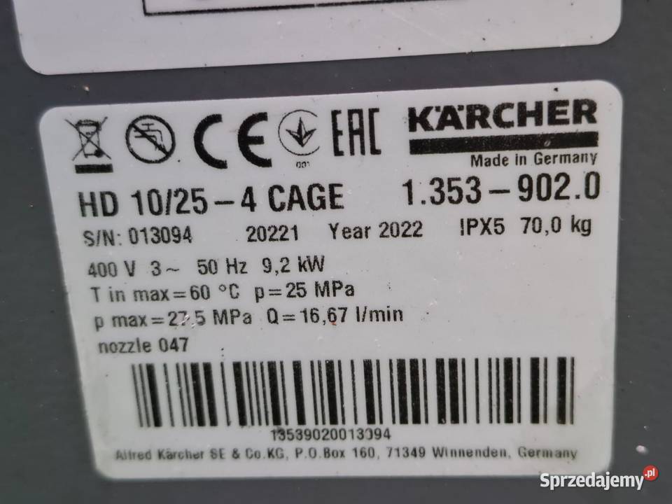 Myjka Karcher HD 10254 Cage 2022 Gwarancja Dom i Ogród Radom