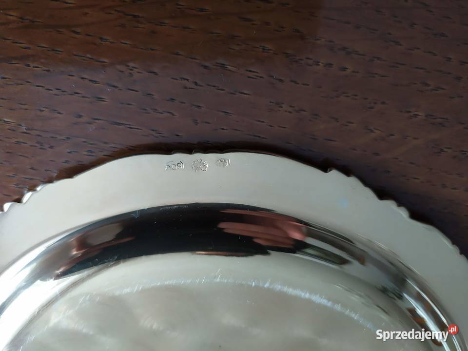 Dwa srebrne talerze pozłacane 24 karatowym Antyki, Sztuka, Kolekcje Kraków