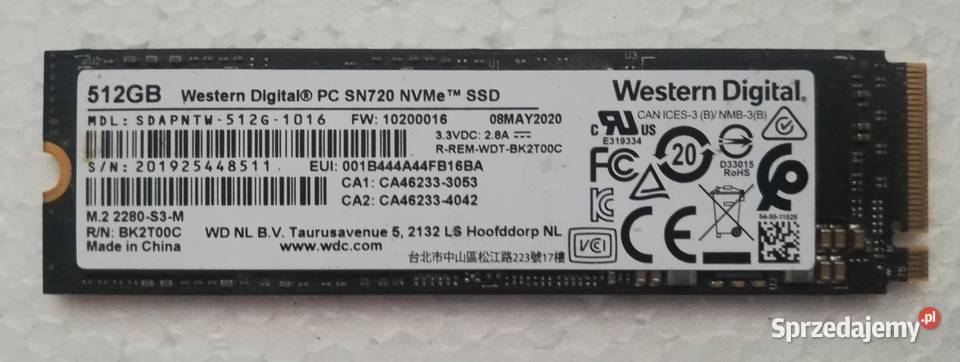 512 GB Western Digital PC SN720 NVMe Dyski Jelenia Góra