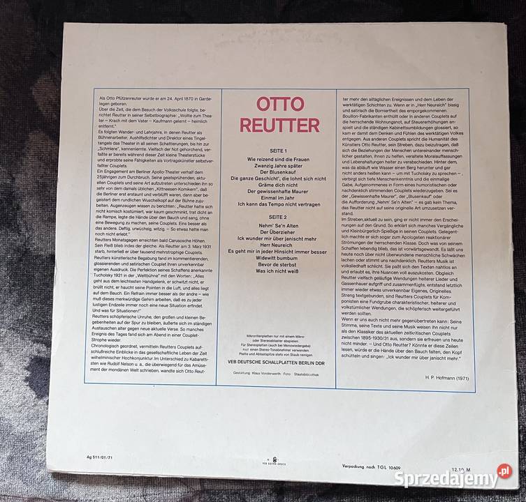 Płyta kolekcjonerska Otto Reutter Grupa sprzedam