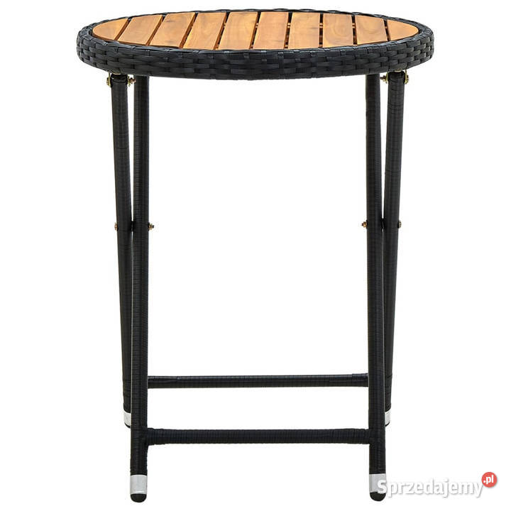 Stolik herbaciany czarny 60 rattan PE i drewno Warszawa