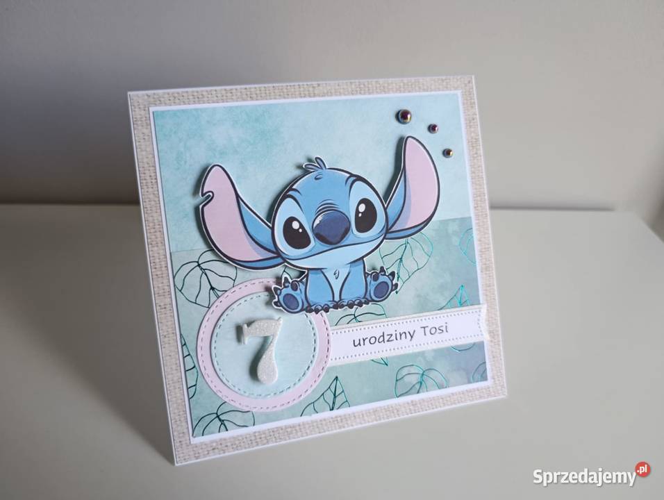 Personalzowana kartka urodzinowa Stich ręcznie Rękodzieło Łódź sprzedam