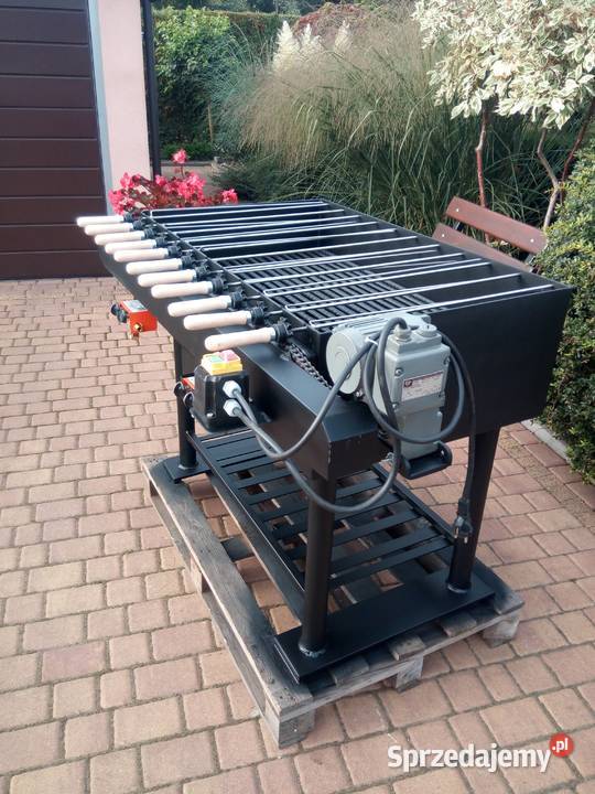 Grill na szaszłyki gazowy węglowy blacha 6 mm