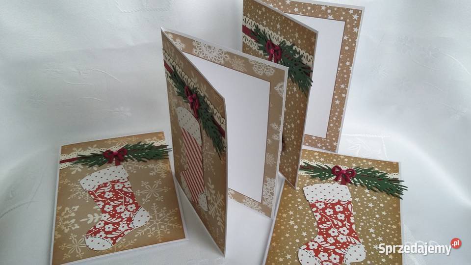 Ręcznie robione kartki na Boże Narodze Skarpeta Zbójno