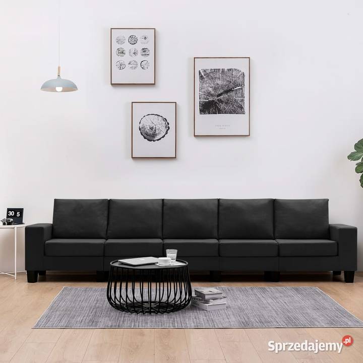 vidaXL 5-osobowa sofa, czarna, tapicerowana tkaniną287146