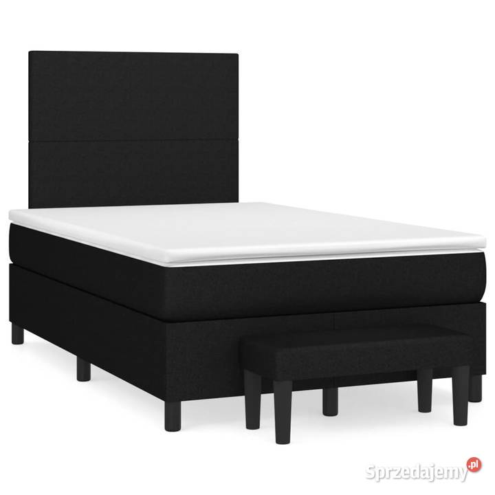 Łóżko kontynentalne z materacem czarne tkanina 128cm mazowieckie