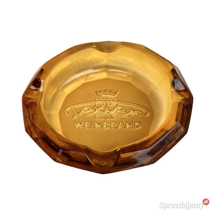 Popielniczka szklana reklamowa Texier Weinbrand Warszawa