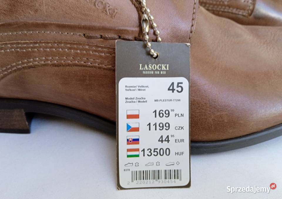 Nowe półbuty męskie skórzane sznurowane brązowe Lublin