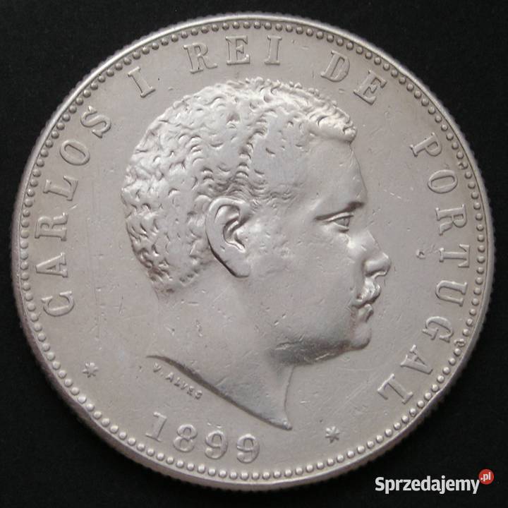 Portugalia 1000 reis 1899 Carlos I Bragancza Numizmatyka łódzkie Łódź