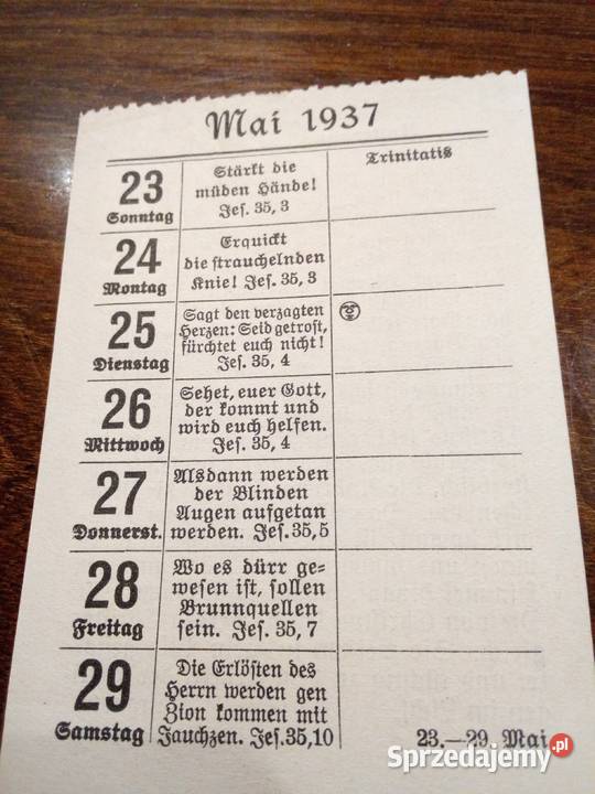Stare niemieckie kartki z kalendarza