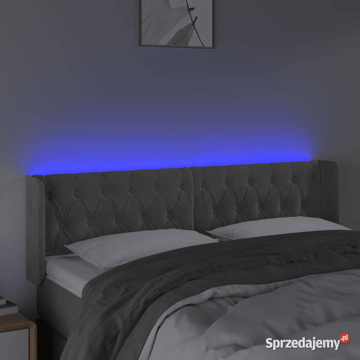 Zagłówek do łóżka z LED jasnoszary 163x16x7888 Warszawa
