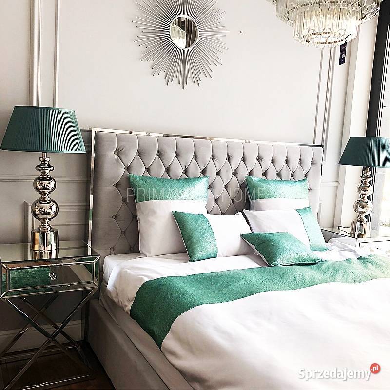 Łóżko srebrne glamour tapicerowane nowoczesne Warszawa