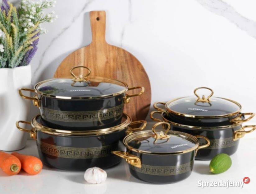 Zestaw garnków emaliowanych motyw Versace Przybory kuchenne Piotrków Trybunalski