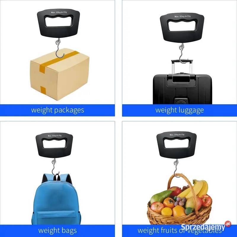 Waga Cyfrowa Ręczna Bagaż Do 50 Czarna Z Hakiem Płock