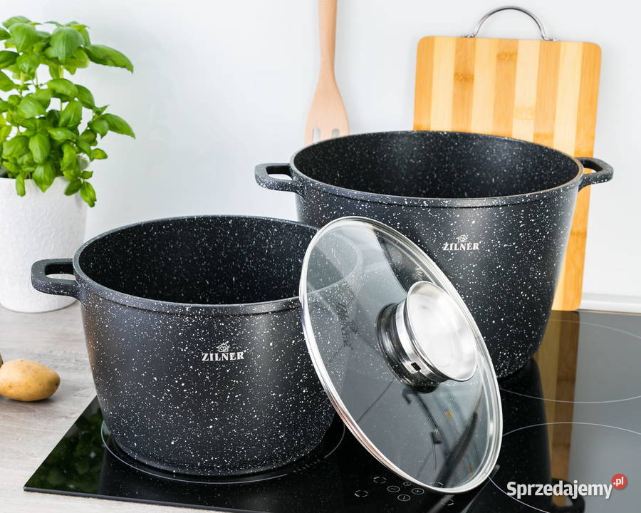 249 Zestaw największych garnków marmur czarnych sprzedam