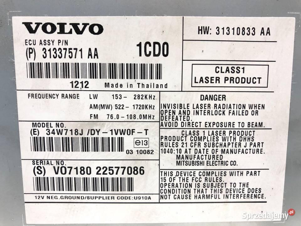 CZYTNIK NAWIGACJI VOLVO V40 31337571AA Nawigacje fabryczne