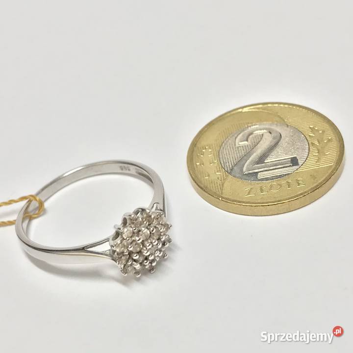 Złoty PIERŚCIONEK 14K z DIAMENTAMI 019ct YES cud złote Warszawa sprzedam