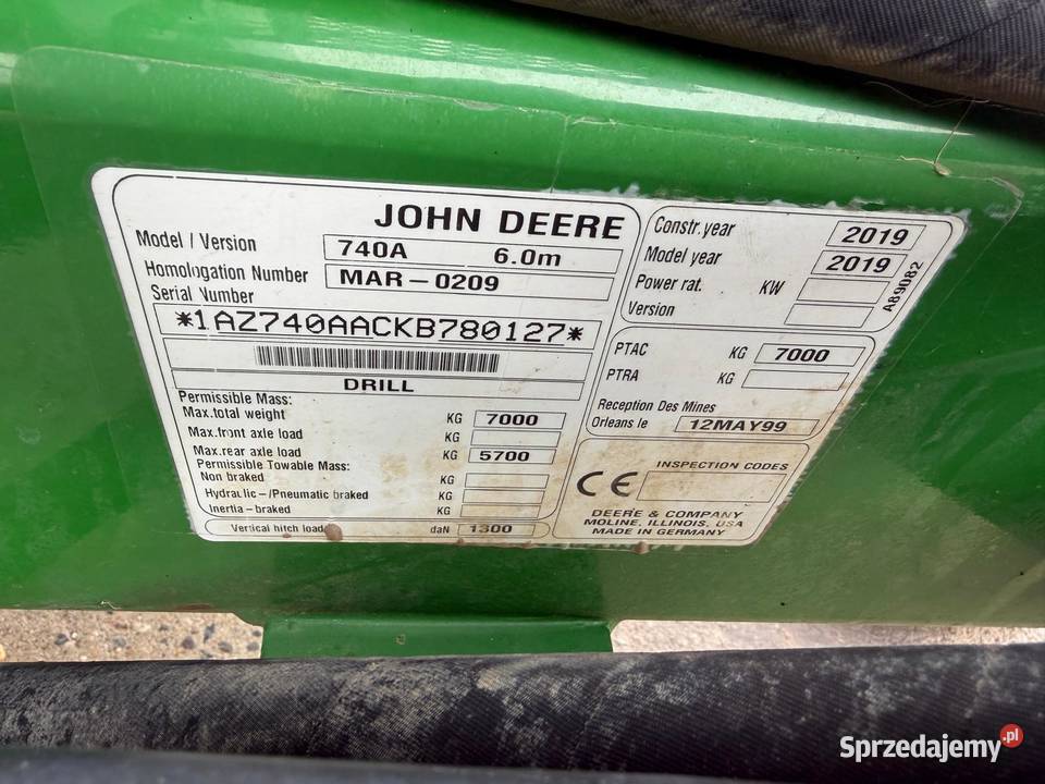 Siewnik zbożowy John Deere 740A nieuszkodzony Nowa Ruda sprzedam