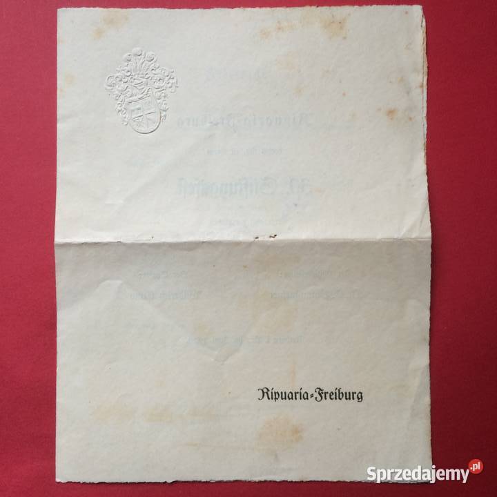 1237 Dokument Niemiecki Freiburg sprzedam