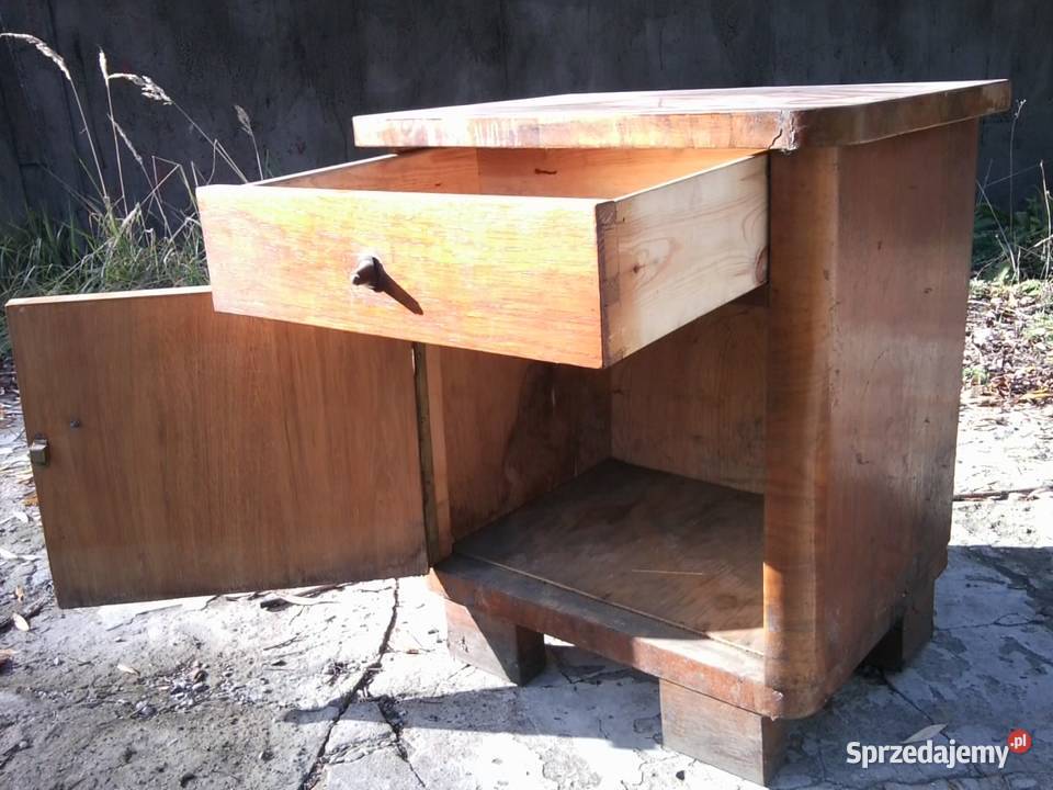 Drewniana czwarta zabytkowa szafeczka nocna Knurów