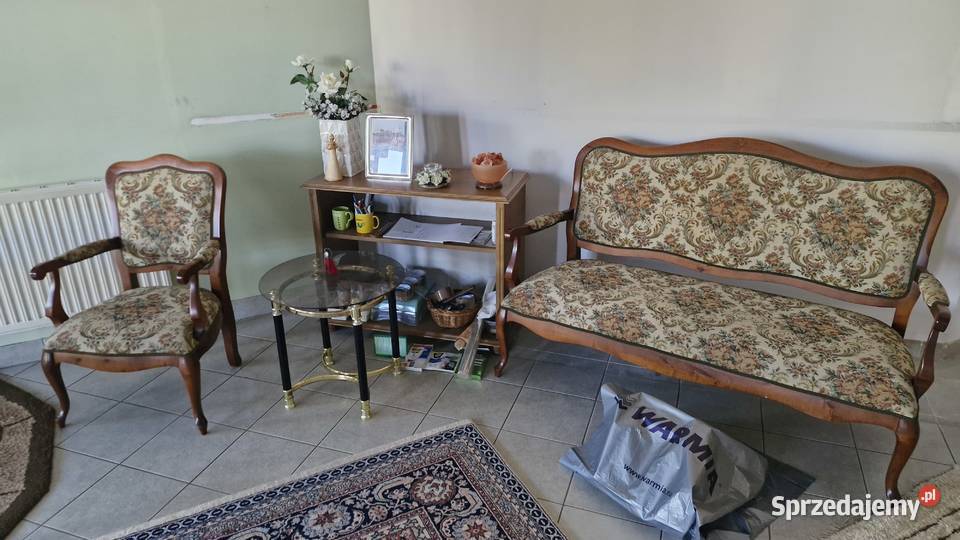 Zestaw mebli kanapa fotele ława drewniane Warszawa