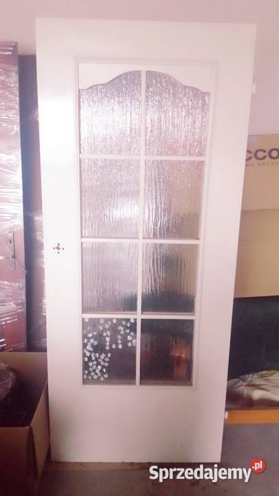 Drzwi pokojowe białe 80 prawe z szybą Drzwi wewnętrzne Poddębice