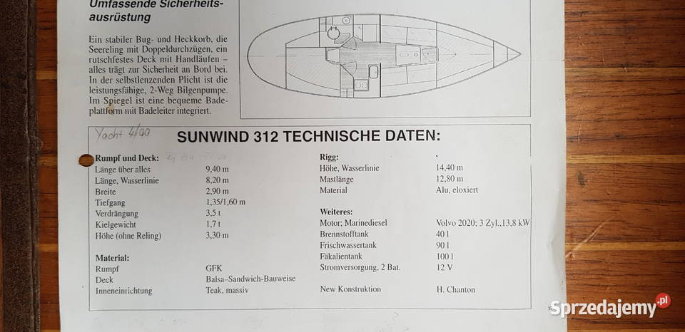 Jacht kilowy Pełnomorski Sunvind 31 sprzedam