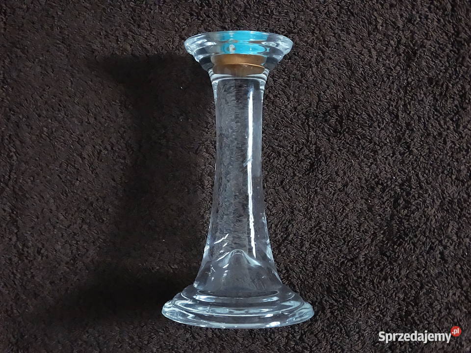Elegancki szklany świecznik Solidne grube szkło Biłgoraj