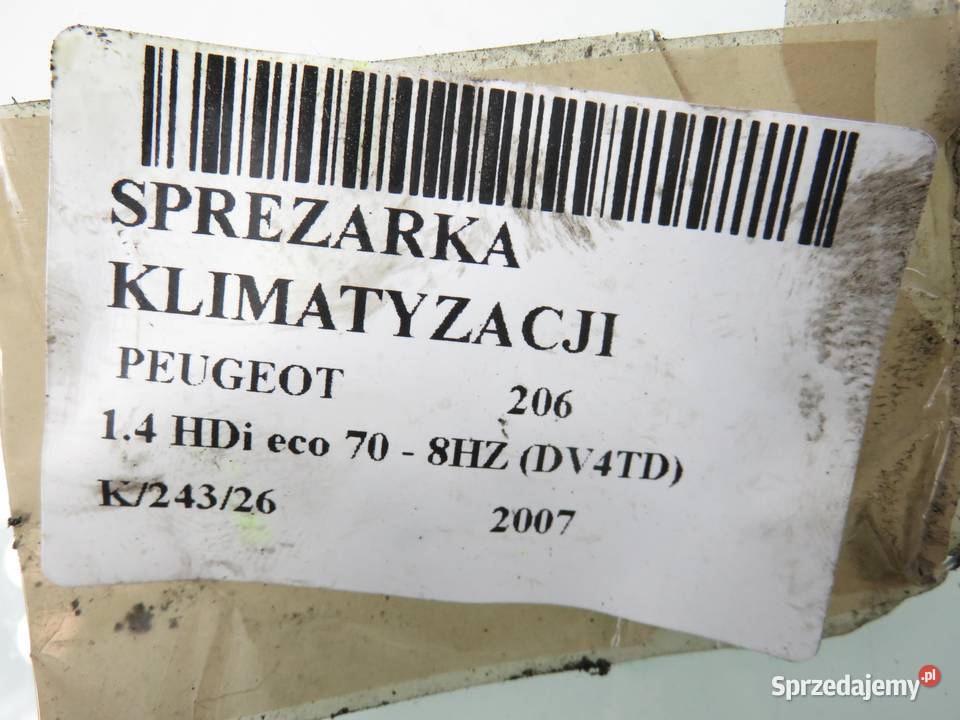 KOMPRESOR KLIMATYZACJI PEUGEOT 206 14 hdi małopolskie