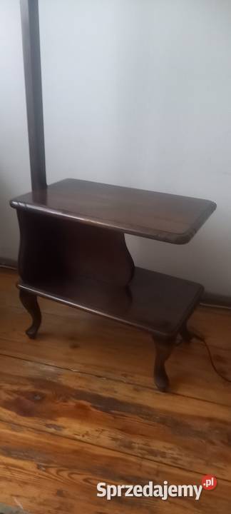 Drewniana lampa podłogowa ze stolikiem ruchome sprzedam