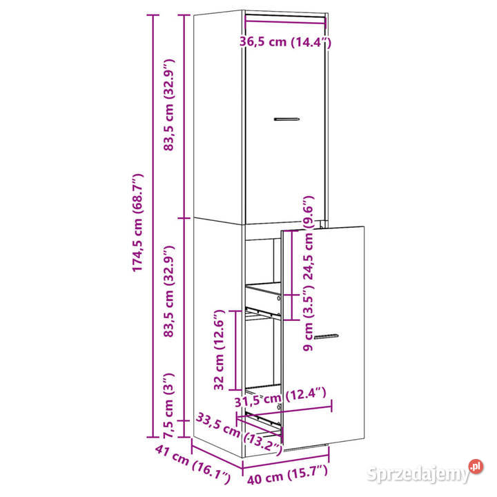 Szafka apteczna czarna 40x41x1745 materiał Warszawa sprzedam