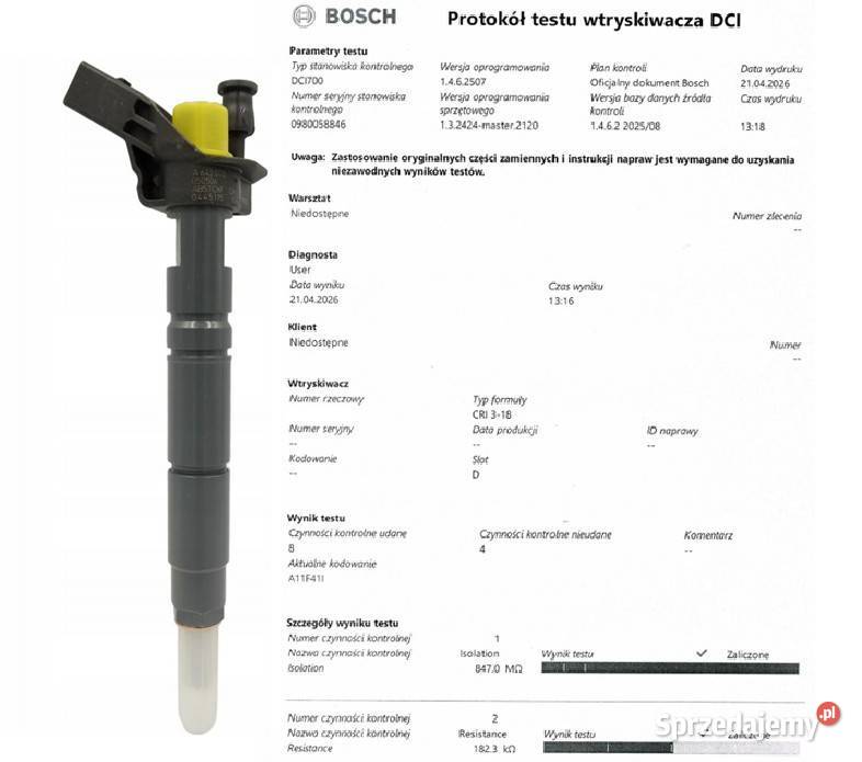 Wtryskiwacz BOSCH 0445115027 do CHRYSLER Bladowo