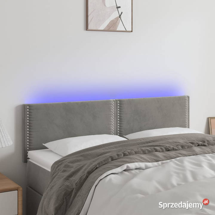 Zagłówek do łóżka z LED jasnoszary 144x5x7888 Ramy i stelaże Warszawa