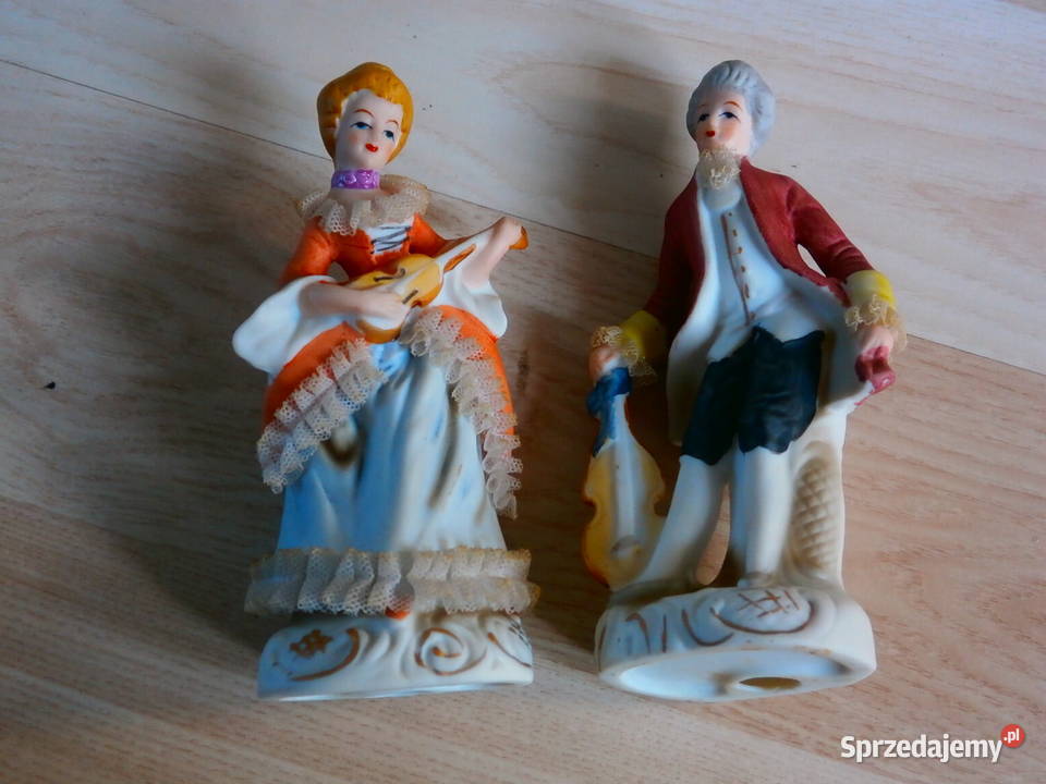 Figurki porcelanowe para z instrumentami 14 Figurki i rzeźby łódzkie Łódź