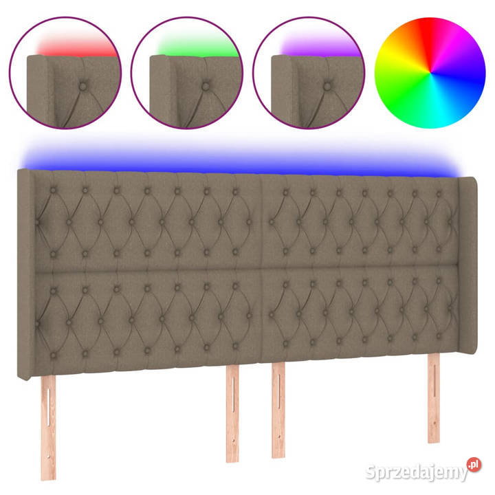 Zagłówek do łóżka z LED taupe 203x16x118128