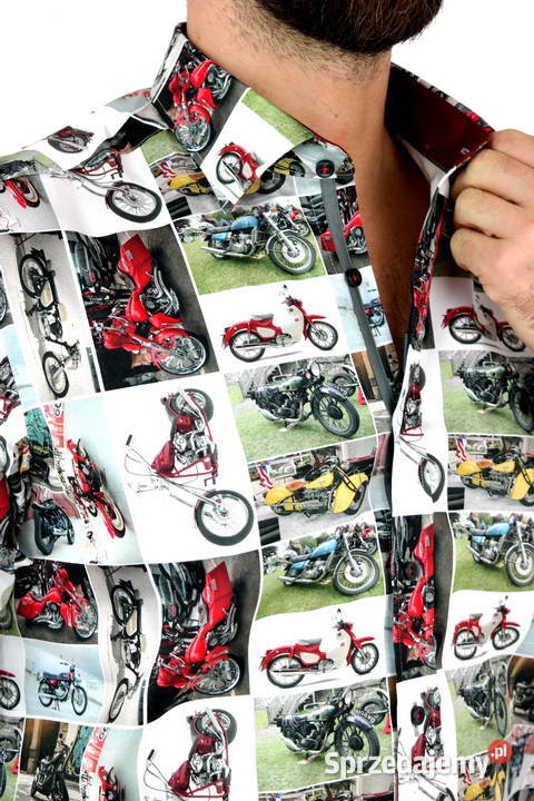 DANIEL BESSI Koszula Męska Fb063 Kolorowa MOTORY wielkopolskie Ostrów Wielkopolski