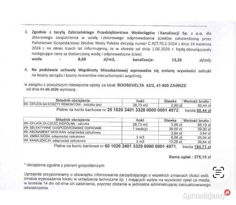 Kawalerka do remontu Roosevelta Zabrze