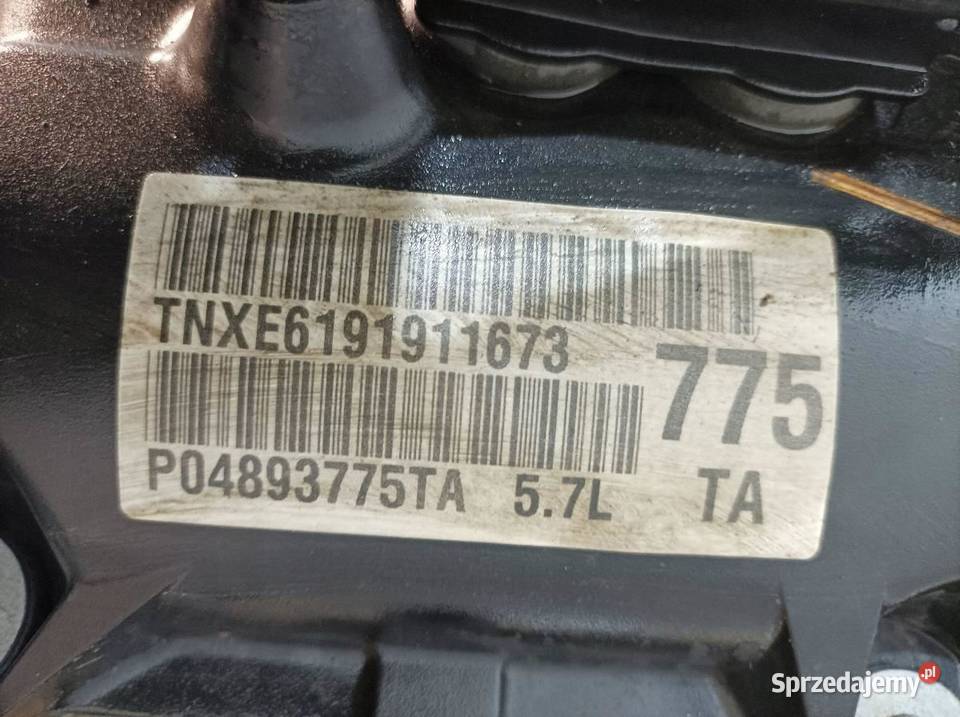 SILNIK KOMPLETNY BENZYNA TNXE P04893775TA 57 V8 Rok produkcji 2019 Silniki kompletne