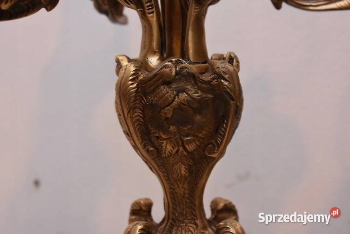 Zegar Kominkowy 2 Kandelabry Świeczniki Mosiądz Kraków