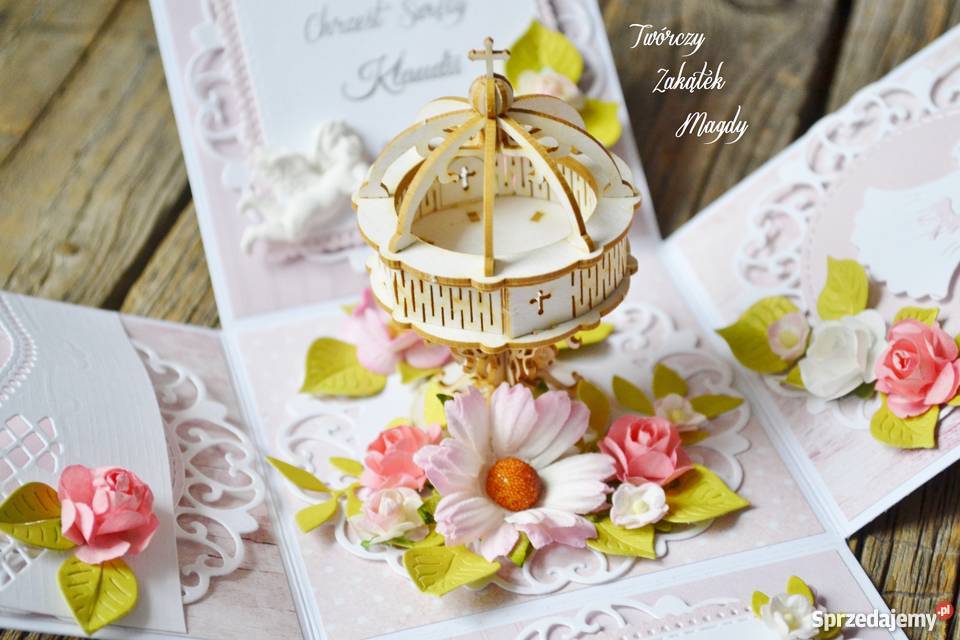 Kartka exploding box na Chrzest Święty ręcznie pomorskie Słupsk sprzedam
